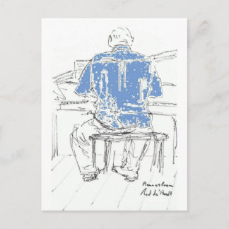 Postal Hombre de piano con camisa azul en cualquier ocasi