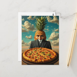 Postal Hombre de Pizza de Piña Surrealista