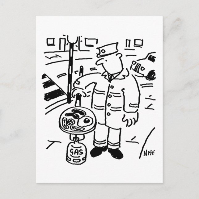 Postal Hombre de pop de limón cocina su desayuno (Anverso)