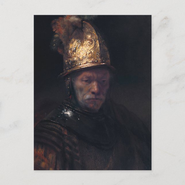 Postal Hombre de Rembrandt con casco de oro (Anverso)