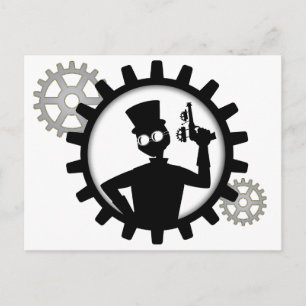 Postal Hombre De Steampunk Sujetando Un Arma En La Postca