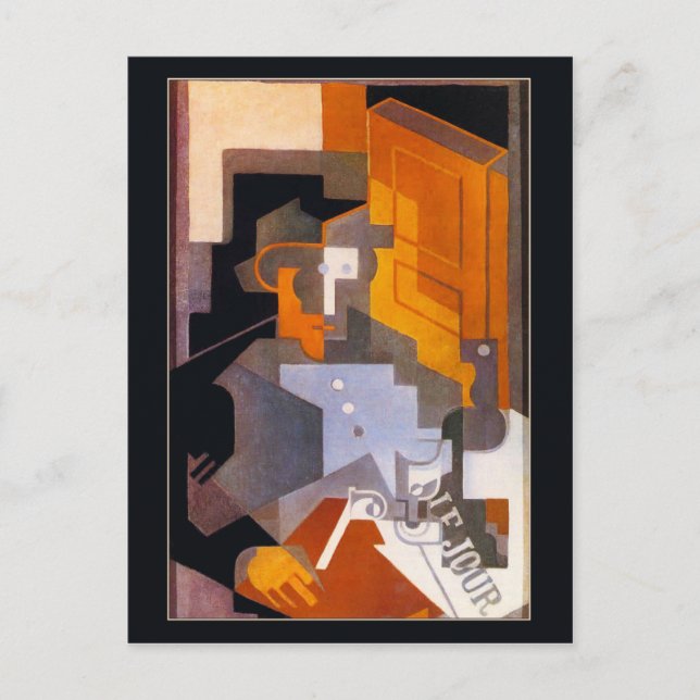 Postal Hombre de Touraine por Juan Gris (Anverso)