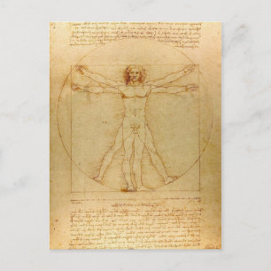 Postal Hombre de Vitruvio de Leonardo Da Vinci