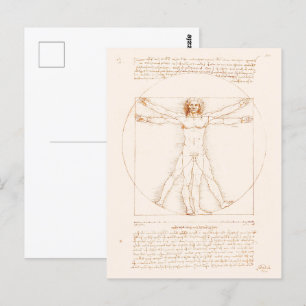 Postal Hombre de Vitruvio   Leonardo da Vinci  