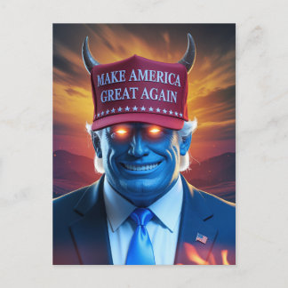 Postal Hombre demonio en un Gorra rojo