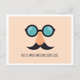 Postal Hombre divertido rosa con gafas