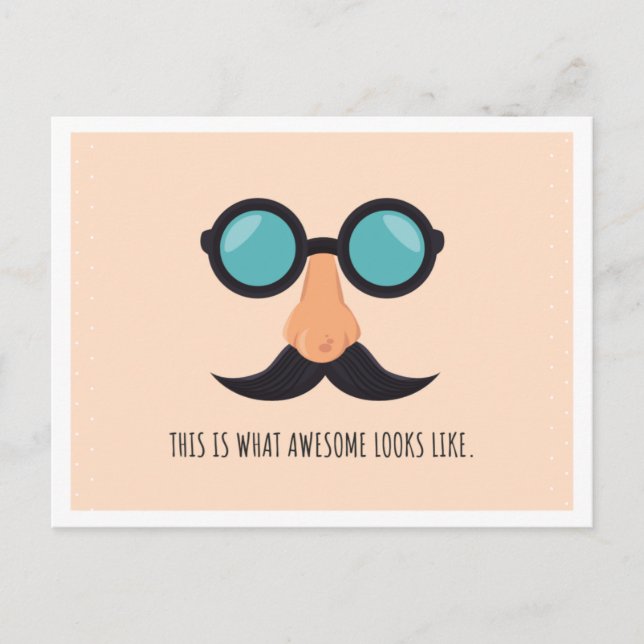 Postal Hombre divertido rosa con gafas (Anverso)