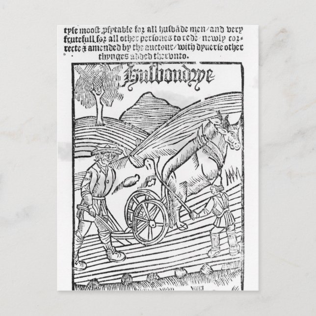 Postal Hombre empujando un campo (Anverso)