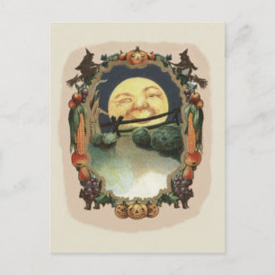 Postal Hombre en la Luna Calabaza de Jack Bruja