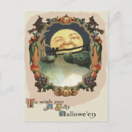 Postal Hombre En La Luna Jack O Lantern Witch
