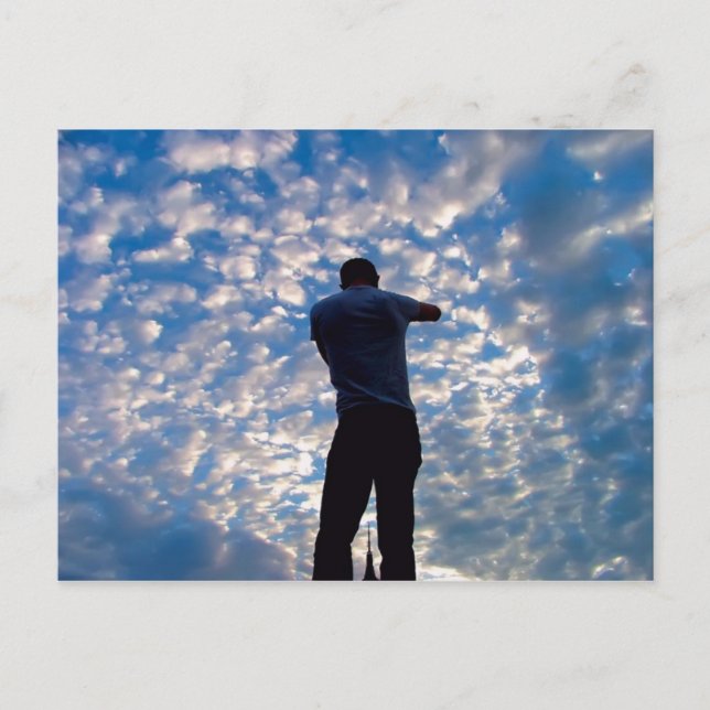 Postal Hombre en las nubes (Anverso)
