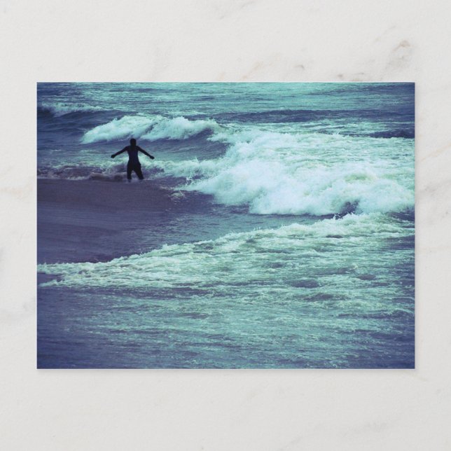 Postal Hombre en las olas del mar (Anverso)