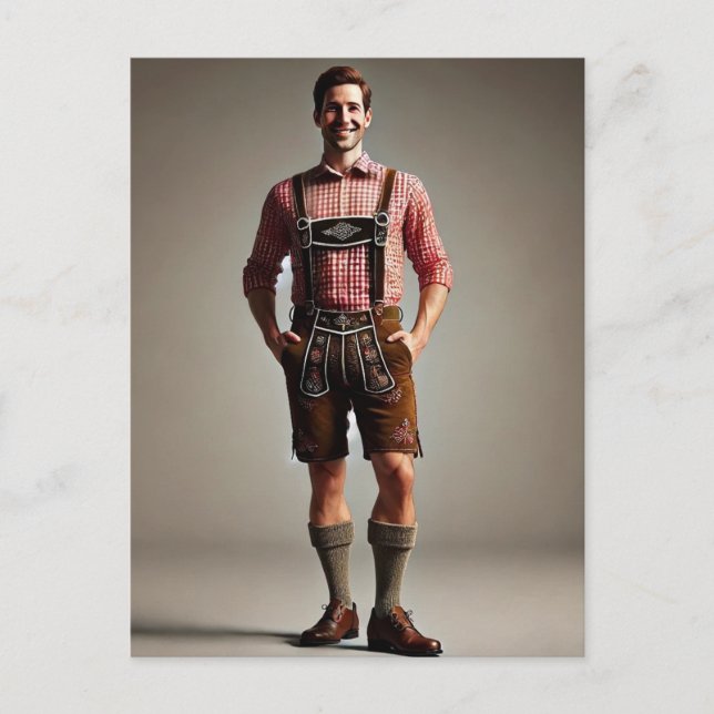 Postal Hombre en Lederhosen (Anverso)