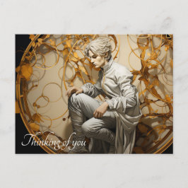 Postal Hombre en un cuadro de madera dorada