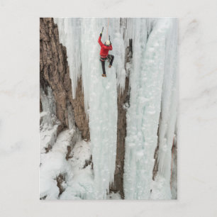 Postal Hombre escalando hielo, Colorado