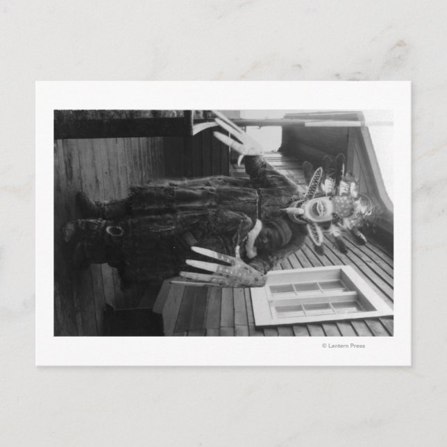 Postal Hombre esquimal de medicina y niño enfermo en Alas (Anverso)