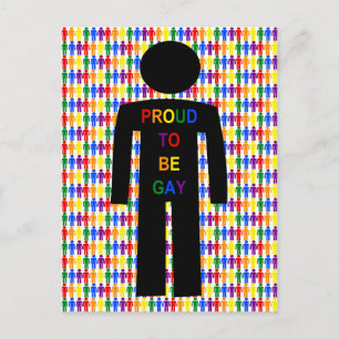 Postal Hombre gay LGBTQ Silhouette y hombres arcoiris