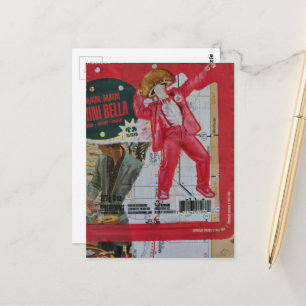 Postal Hombre hongo y mapa con collage de imágenes retro