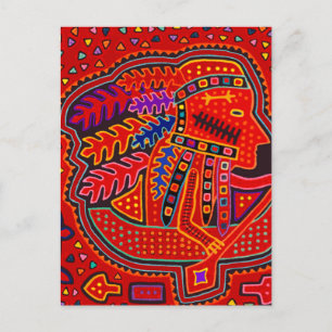 Postal Hombre indio kuna en canoa