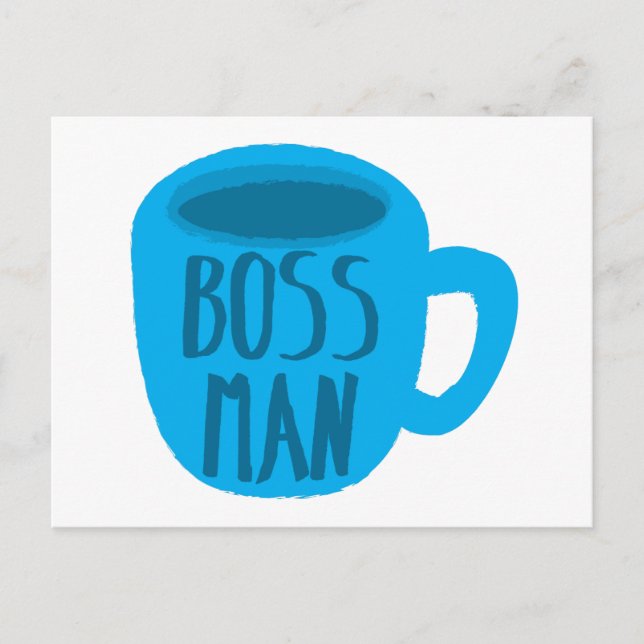 Postal Hombre jefe con taza azul (Anverso)