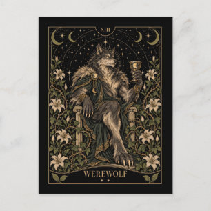 Postal Hombre lobo, arte del Tarot Starlit