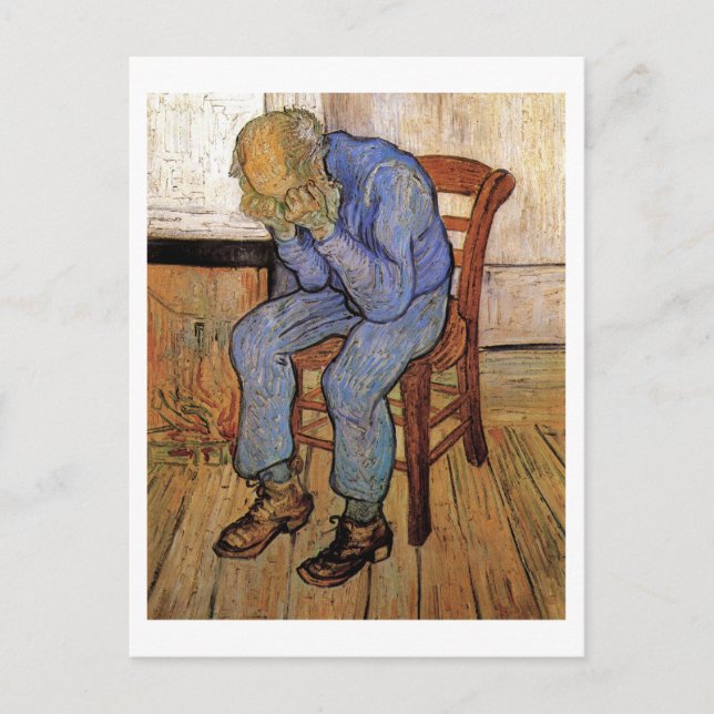 Postal Hombre mayor de pesar Bella Artes Van Gogh (Anverso)