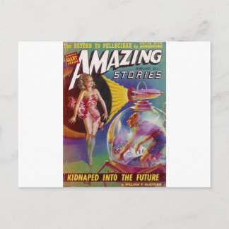 Postal Hombre morado en un globo