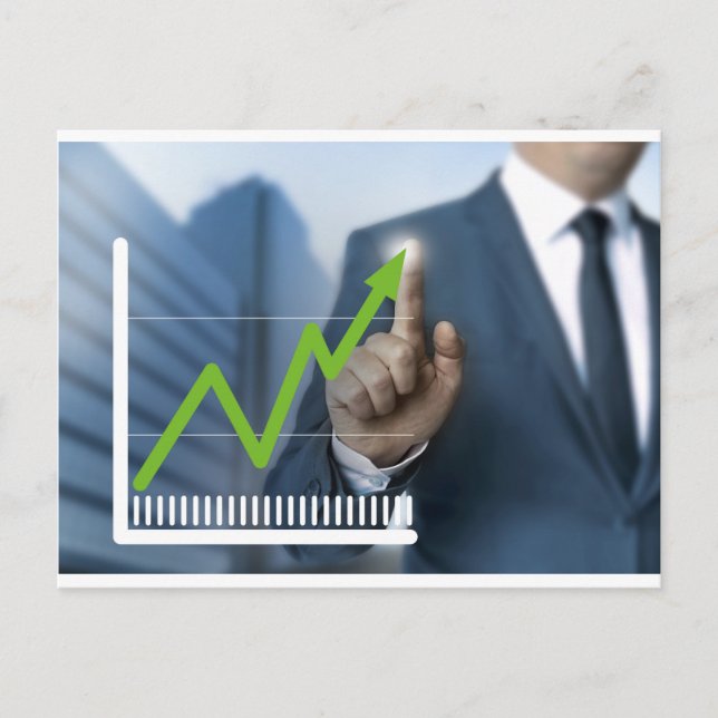 Postal Hombre mostrando el concepto de pantalla táctil de (Anverso)