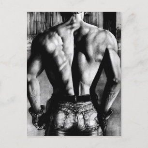 Postal Hombre Musculoso Espalda En Jeans Ajustados Arte O