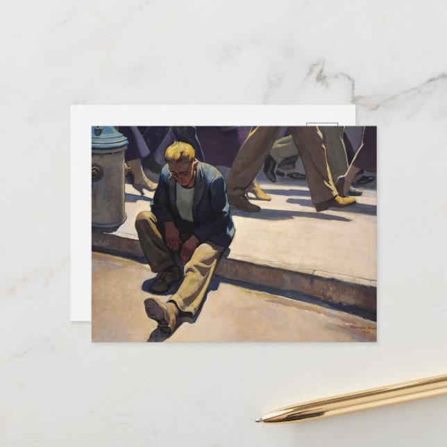 Postal Hombre olvidado por Maynard Dixon (Anverso/Reverso In Situ)