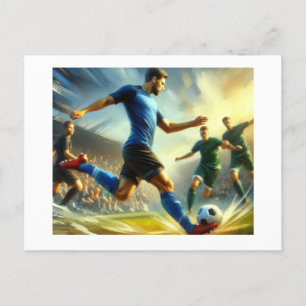 Postal Hombre pateando la pelota de fútbol,