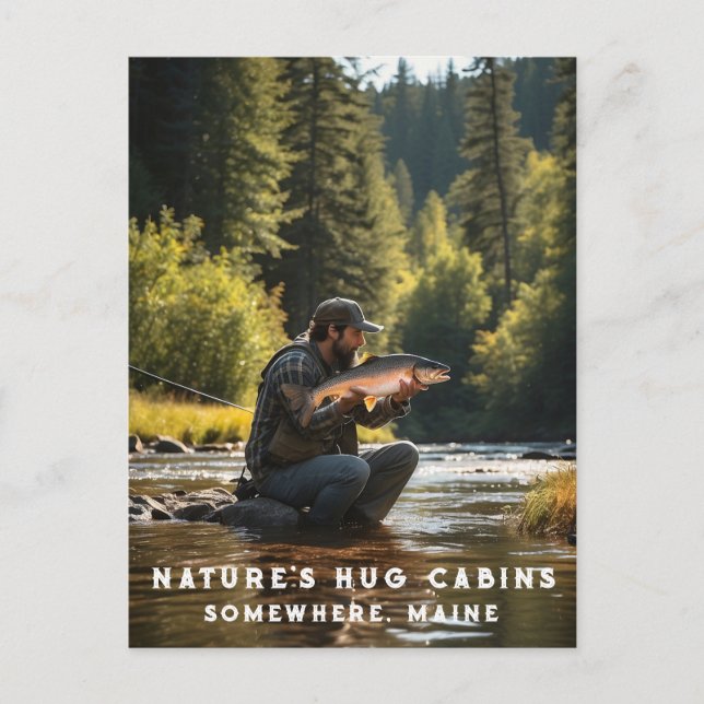 Postal *~* Hombre pescando la corriente natural AP49 Salm (Anverso)