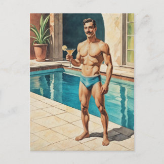 Postal Hombre Pinup Vintage Zaddy | Hombre Fuerte junto a