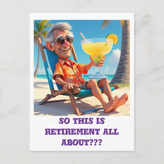 POSTAL " HOMBRE RETIRADO EN LA PLAYA " (Anverso)