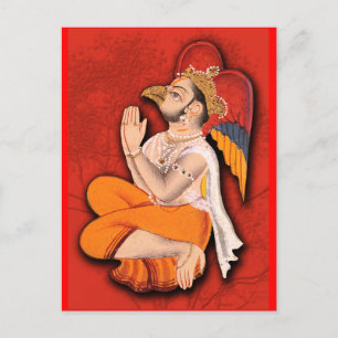 Postal Hombre Santo bebido con alas