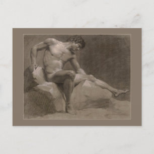 Postal Hombre sentado por Isabey