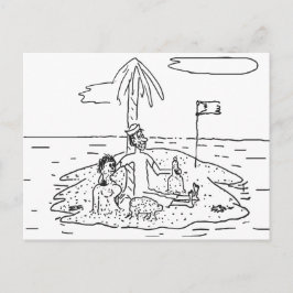 Postal Hombre solo en la isla, Divertido, Antiguo,