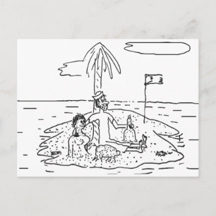 Postal Hombre solo en la isla, Divertido, Antiguo, 