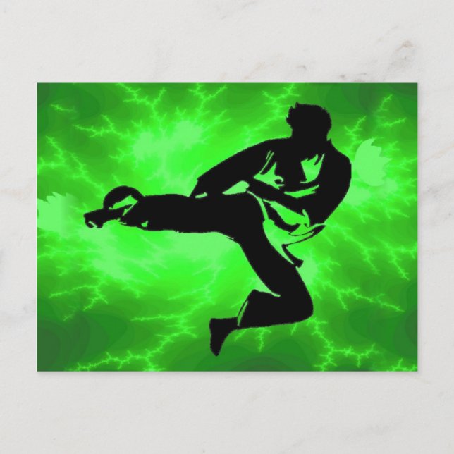 Postal Hombre verde del relámpago de los artes marciales (Anverso)
