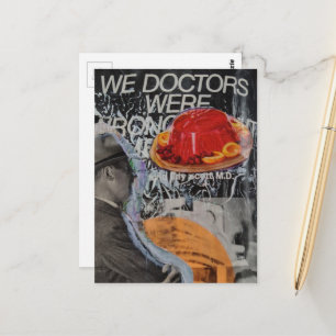 Postal Hombre vintage con un collage de postre flotante