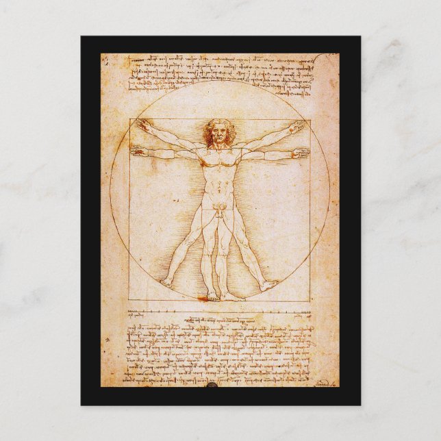 Postal Hombre vitruviano - Leonardo Da Vinci (Anverso)