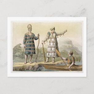 Postal Hombre y mujer de Alaska (grabado de colores)
