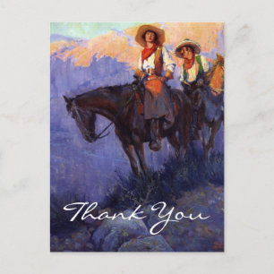 Postal Hombre y mujer de Anderson en caballos