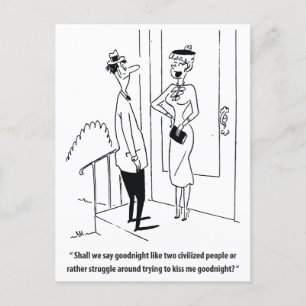 Postal Hombre y mujer en una cita, humor, cosecha