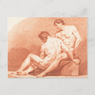 Postal Hombres abrazando