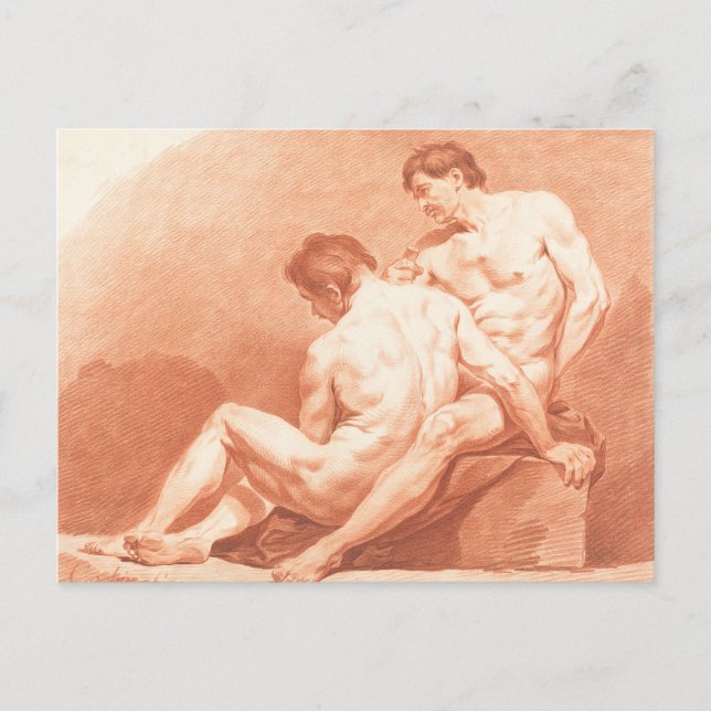 Postal Hombres abrazando (Anverso)