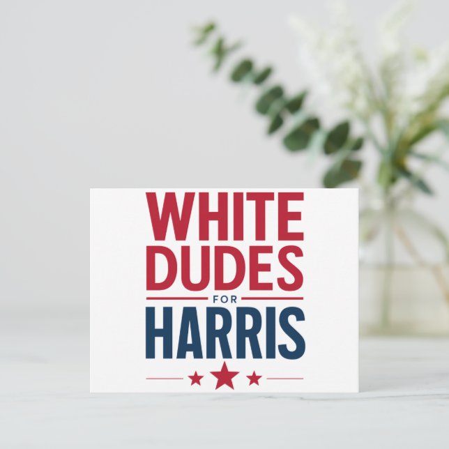 Postal Hombres Blancos Para La Elección De Harris Kamala  (Anverso de pie)