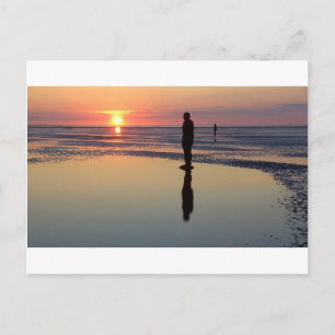 Postal Hombres de hierro al atardecer, Crosby, Liverpool