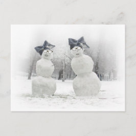 Postal Hombres de nieve con Gorras de Big Bow