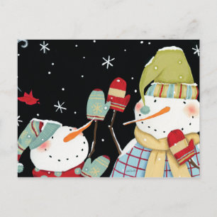 Postal Hombres de nieve modernos con Mittens